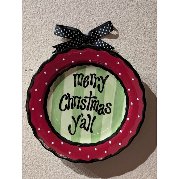 Burton & Burton Merry Christmas Ya'll Plate Hand Painted By Carla Grogan Decor - Picture 1 of 5